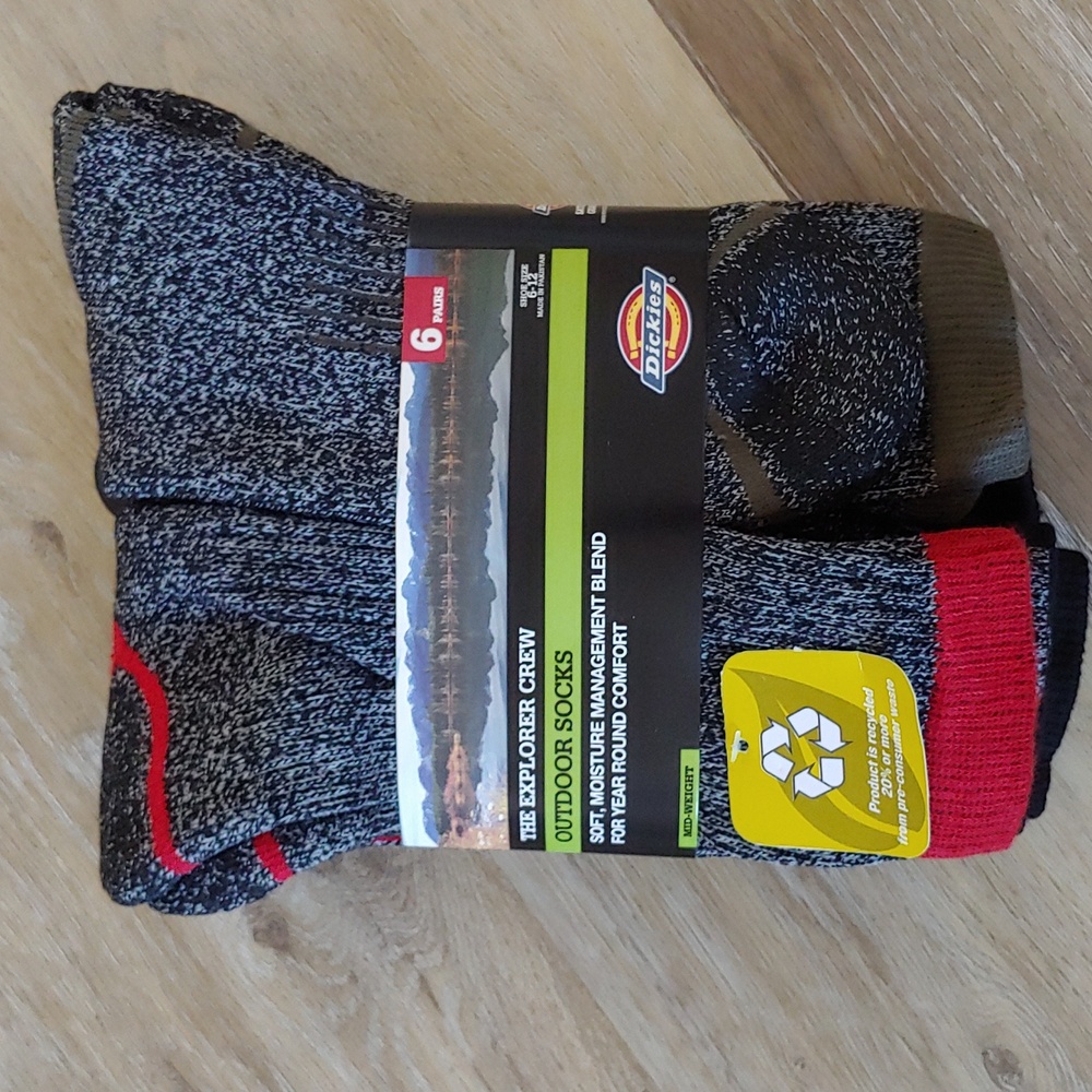 NWT Dickies Men's The Explorer Crew Outdoor Socks 6-Pack Size 6-12